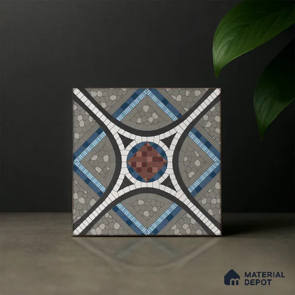 Moroccan Wall & Floor Tile TL 07274 Trend Moon Grey Decor 5012 200 mm x 200 mm Matte Finish Vitrified Tile - 8 mm | 4 Random Design | Suitable For living Room, Bedroom, Kitchen | Please Expect a Slight Variation of Pattern