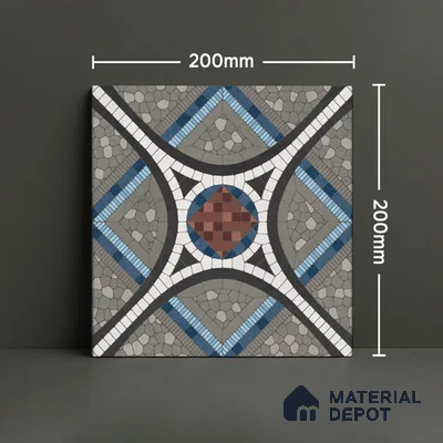 Moroccan Wall & Floor Tile TL 07274 Trend Moon Grey Decor 5012 200 mm x 200 mm Matte Finish Vitrified Tile - 8 mm | 4 Random Design | Suitable For living Room, Bedroom, Kitchen | Please Expect a Slight Variation of Pattern