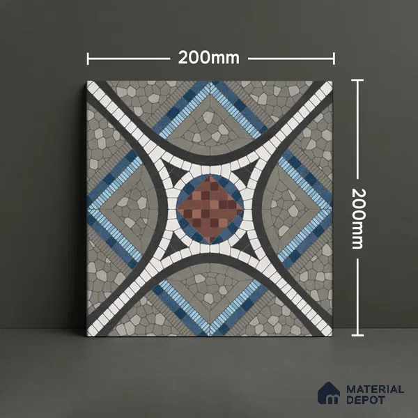 Moroccan Wall & Floor Tile TL 07274 Trend Moon Grey Decor 5012 200 mm x 200 mm Matte Finish Vitrified Tile - 8 mm | 4 Random Design | Suitable For living Room, Bedroom, Kitchen | Please Expect a Slight Variation of Pattern
