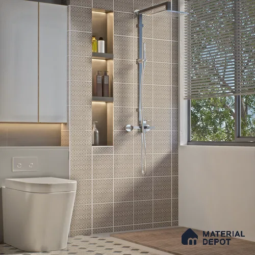 Moroccan Wall & Floor Tile TL 07275 Trend Moon Grey Decor 7001 200 mm x 200 mm Matte Finish Vitrified Tile - 8 mm | 4 Random Design | Suitable For living Room, Bedroom, Kitchen | Please Expect a Slight Variation of Pattern