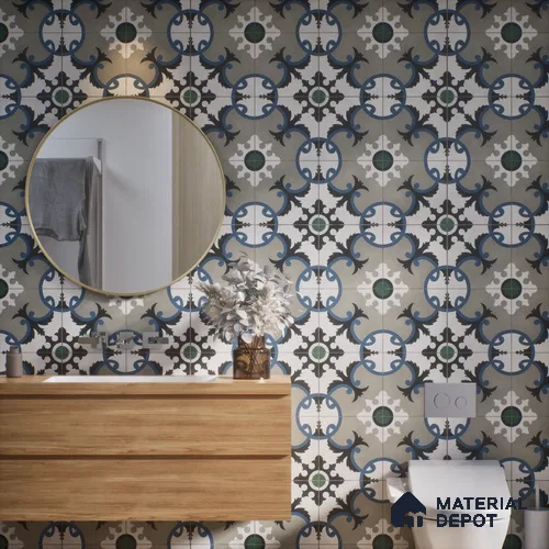 Moroccan Wall & Floor Tile TL 07276 Trend Sand Decor 5015 200 mm x 200 mm Matte Finish Vitrified Tile - 8 mm | 4 Random Design | Suitable For Kitchen, Bathroom, Balcony | Please Expect a Slight Variation of Pattern