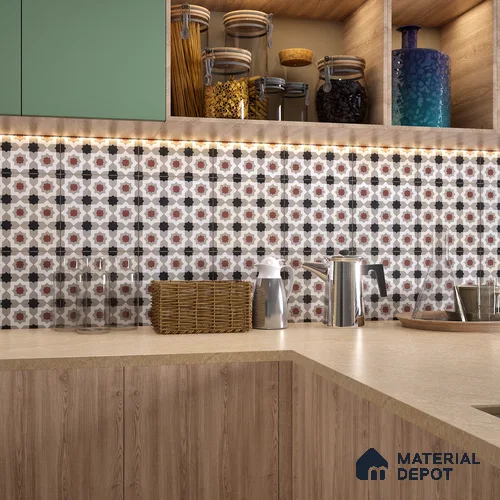 Moroccan Wall & Floor Tile TL 07277 Trend Sand Decor 5016 200 mm x 200 mm Matte Finish Vitrified Tile - 8 mm | 4 Random Design | Suitable For living Room, Bedroom, Kitchen | Please Expect a Slight Variation of Pattern