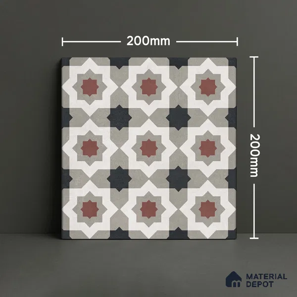 Moroccan Wall & Floor Tile TL 07277 Trend Sand Decor 5016 200 mm x 200 mm Matte Finish Vitrified Tile - 8 mm | 4 Random Design | Suitable For living Room, Bedroom, Kitchen | Please Expect a Slight Variation of Pattern