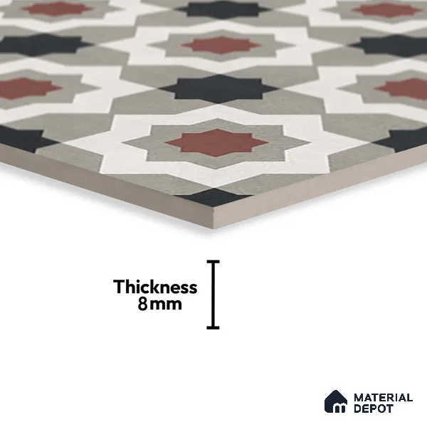 Moroccan Wall & Floor Tile TL 07277 Trend Sand Decor 5016 200 mm x 200 mm Matte Finish Vitrified Tile - 8 mm | 4 Random Design | Suitable For living Room, Bedroom, Kitchen | Please Expect a Slight Variation of Pattern