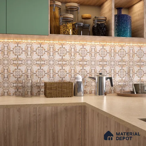 Moroccan Wall & Floor Tile TL 07279 Trend Sark Decor 5018 200 mm x 200 mm Matte Finish Vitrified Tile - 8 mm | 4 Random Design | Suitable For living Room, Bedroom, Kitchen | Please Expect a Slight Variation of Pattern
