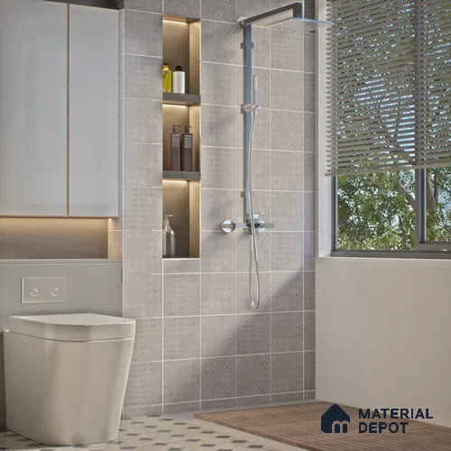 Moroccan Wall & Floor Tile TL 07280 Trend Silver Decor 5019 200 mm x 200 mm Matte Finish Vitrified Tile - 8 mm | 4 Random Design | Suitable For living Room, Bedroom, Kitchen | Please Expect a Slight Variation of Pattern