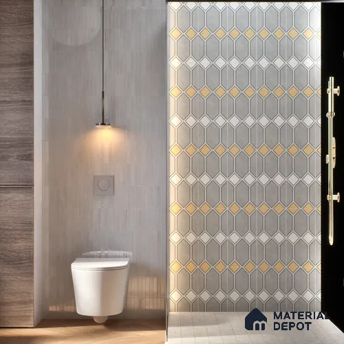 Moroccan Wall & Floor Tile TL 07281 Trend Silver Decor 6004 200 mm x 200 mm Matte Finish Vitrified Tile - 8 mm | 4 Random Design | Suitable For living Room, Bedroom, Kitchen | Please Expect a Slight Variation of Pattern