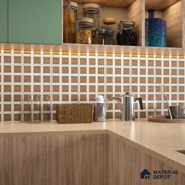 Moroccan Wall & Floor Tile TL 07283 Trend Terra Decor 5021 200 mm x 200 mm Matte Finish Vitrified Tile - 8 mm | 4 Random Design | Suitable For living Room, Bedroom, Kitchen | Please Expect a Slight Variation of Pattern