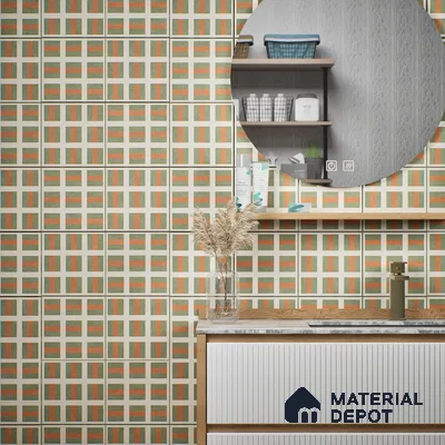 Moroccan Wall & Floor Tile TL 07283 Trend Terra Decor 5021 200 mm x 200 mm Matte Finish Vitrified Tile - 8 mm | 4 Random Design | Suitable For living Room, Bedroom, Kitchen | Please Expect a Slight Variation of Pattern