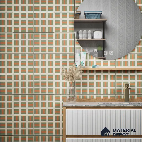 Moroccan Wall & Floor Tile TL 07283 Trend Terra Decor 5021 200 mm x 200 mm Matte Finish Vitrified Tile - 8 mm | 4 Random Design | Suitable For living Room, Bedroom, Kitchen | Please Expect a Slight Variation of Pattern