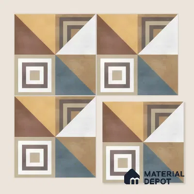 Moroccan Floor & Wall Tile TL 07285 Retro Axis 1 ft x 1 ft Ceramic Matte Finish - 9 mm | Suitable For Kitchen, Bathroom, Dining Area | Please Expect a Slight Variation of Pattern