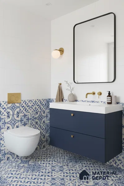 Moroccan Floor & Wall Tile TL 07295 Safi Blue 1 ft x 1 ft Ceramic Matte Finish - 9 mm | Suitable For Kitchen, Bathroom, Living Area (Sample)