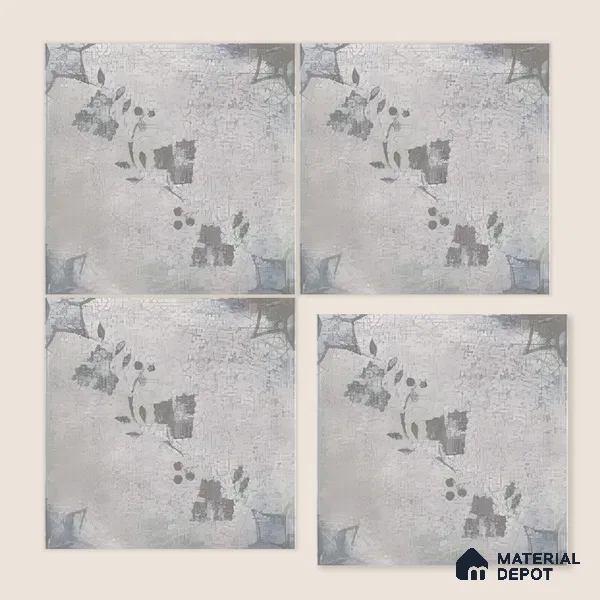 Moroccan Floor & Wall Tile TL 07296 Ash Petal 1 ft x 1 ft Ceramic Matte Finish - 9 mm | Suitable For Kitchen, Bathroom, Dining Area | Please Expect a Slight Variation of Pattern