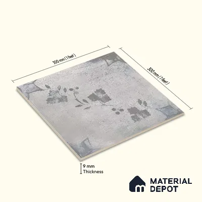 Moroccan Floor & Wall Tile TL 07296 Ash Petal 1 ft x 1 ft Ceramic Matte Finish - 9 mm | Suitable For Kitchen, Bathroom, Dining Area | Please Expect a Slight Variation of Pattern
