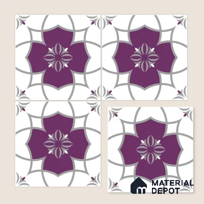 Moroccan Floor & Wall Tile TL 07297 Amethyst Star 1 ft x 1 ft Ceramic Matte Finish - 9 mm | Suitable For Kitchen, Bathroom, Balcony | Please Expect a Slight Variation of Pattern