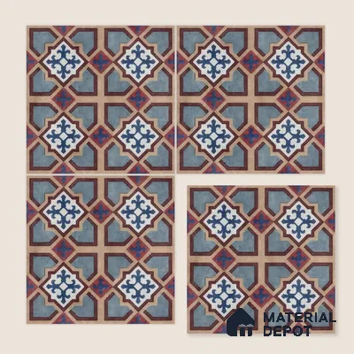 Moroccan Floor & Wall Athangudi Tile TL 07308 Moroc Frame 1 ft x 1 ft Ceramic Matte Finish - 9 mm | Suitable For Kitchen, Bathroom, Dining Area | Please Expect a Slight Variation of Pattern