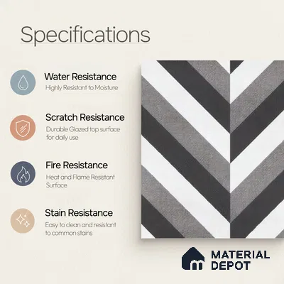 Moroccan Floor & Wall Tile TL 07310 Monochrome Chevron 1 ft x 1 ft Ceramic Matte Finish - 9 mm | Suitable For Kitchen, Bathroom, Entryway | Please Expect a Slight Variation of Pattern