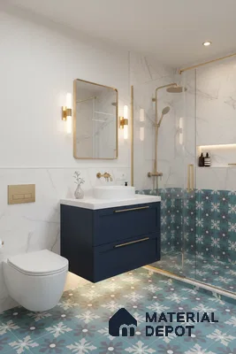 Moroccan Floor & Wall Tile TL 07311 Ocean Motif 1 ft x 1 ft Ceramic Matte Finish - 9 mm | Suitable For Kitchen, Bathroom, Living Area | Please Expect a Slight Variation of Pattern (Sample)