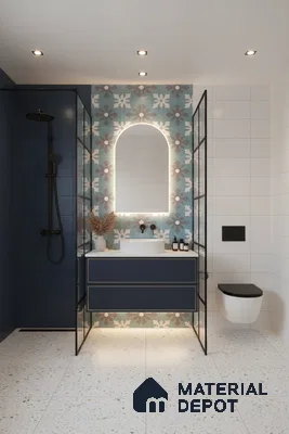 Moroccan Floor & Wall Tile TL 07311 Ocean Motif 1 ft x 1 ft Ceramic Matte Finish - 9 mm | Suitable For Kitchen, Bathroom, Living Area | Please Expect a Slight Variation of Pattern (Sample)