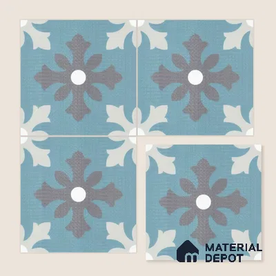 Moroccan Floor & Wall Tile TL 07311 Ocean Motif 1 ft x 1 ft Ceramic Matte Finish - 9 mm | Suitable For Kitchen, Bathroom, Balcony | Please Expect a Slight Variation of Pattern