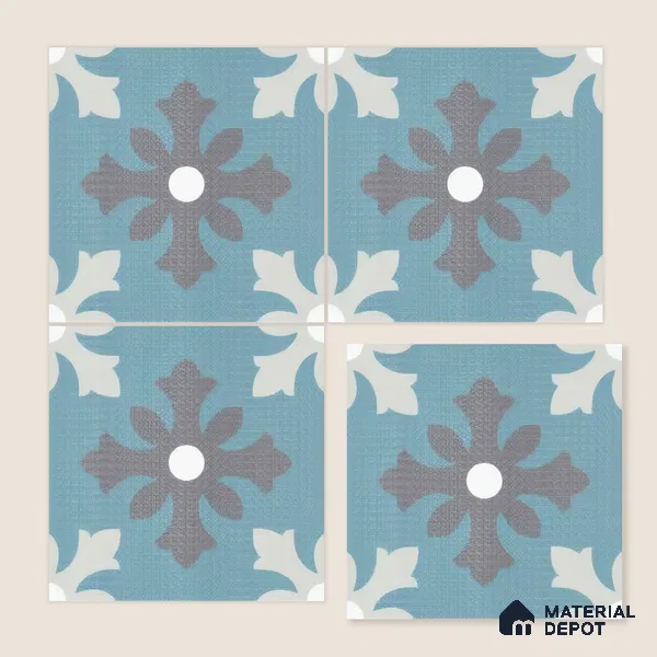 Moroccan Floor & Wall Tile TL 07311 Ocean Motif 1 ft x 1 ft Ceramic Matte Finish - 9 mm | Suitable For Kitchen, Bathroom, Balcony | Please Expect a Slight Variation of Pattern