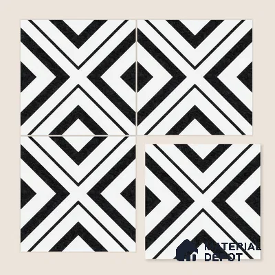 Moroccan Floor & Wall Tile TL 07312 Monochrome Cross 1 ft x 1 ft Ceramic Matte Finish - 9 mm | Suitable For Kitchen, Bathroom, Entryway | Please Expect a Slight Variation of Pattern