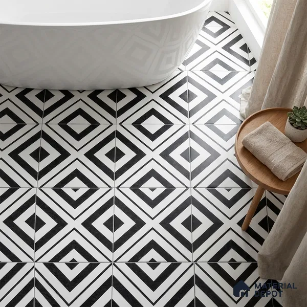 Moroccan Floor & Wall Tile TL 07312 Mono Cross 1 ft x 1 ft Ceramic Matte Finish - 9 mm | Suitable For Kitchen, Bathroom, Living Area | Please Expect a Slight Variation of Pattern (Sample)
