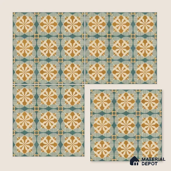 Moroccan Floor & Wall Tile TL 07313 Golden Lattice 1 ft x 1 ft Ceramic Matte Finish - 9 mm | Suitable For Kitchen, Bathroom, Dining Area | Please Expect a Slight Variation of Pattern