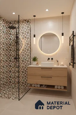 Moroccan Floor & Wall Tile TL 07316 Retro Star 1 ft x 1 ft Ceramic Matte Finish - 9 mm | Suitable For Kitchen, Bathroom, Living Area | Please Expect a Slight Variation of Pattern (Sample)