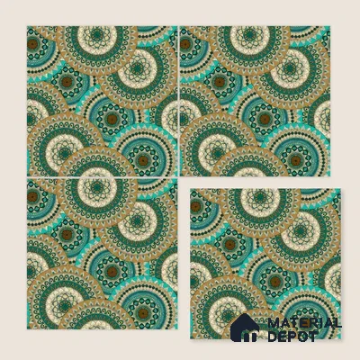 Moroccan Floor & Wall Tile TL 07318 Turquoise Halo 1 ft x 1 ft Ceramic Matte Finish - 9 mm | Suitable For Kitchen, Bathroom, Dining Area | Please Expect a Slight Variation of Pattern