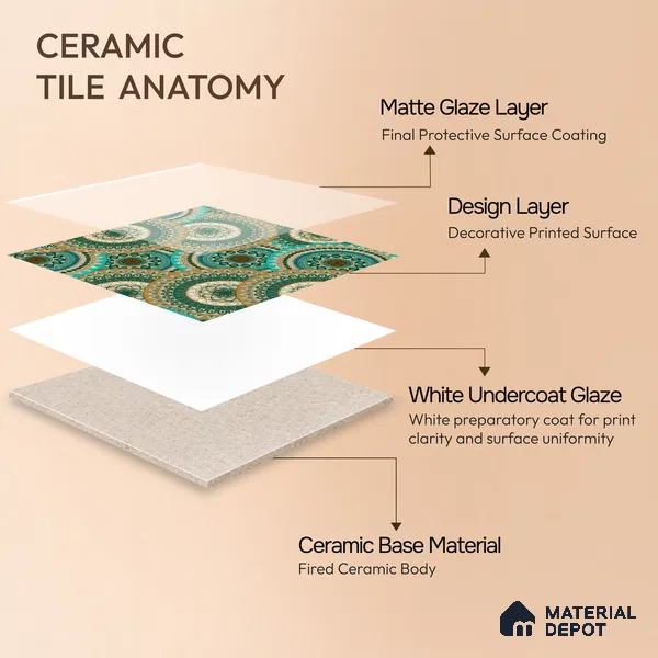 Moroccan Floor & Wall Tile TL 07318 Turquoise Halo 1 ft x 1 ft Ceramic Matte Finish - 9 mm | Suitable For Kitchen, Bathroom, Dining Area | Please Expect a Slight Variation of Pattern