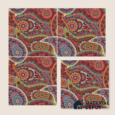 Moroccan Floor & Wall Tile TL 07319 Crimson Bloom 1 ft x 1 ft Ceramic Matte Finish - 9 mm | Suitable For Kitchen, Bathroom, Dining Area | Please Expect a Slight Variation of Pattern