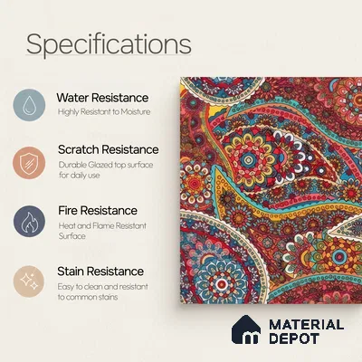 Moroccan Floor & Wall Tile TL 07319 Crimson Bloom 1 ft x 1 ft Ceramic Matte Finish - 9 mm | Suitable For Kitchen, Bathroom, Dining Area | Please Expect a Slight Variation of Pattern