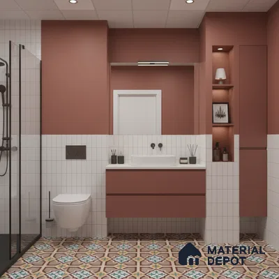 Moroccan Floor & Wall Athangudi Tile TL 07321 Clay Cross 1 ft x 1 ft Ceramic Matte Finish - 9 mm | Suitable For Kitchen, Bathroom, Living Area | Please Expect a Slight Variation of Pattern (Sample)
