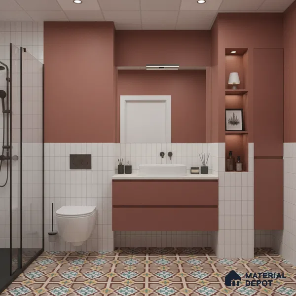 Moroccan Floor & Wall Athangudi Tile TL 07321 Clay Cross 1 ft x 1 ft Ceramic Matte Finish - 9 mm | Suitable For Kitchen, Bathroom, Living Area | Please Expect a Slight Variation of Pattern (Sample)