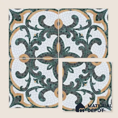 Moroccan Floor & Wall Tile TL 07322 Emerald Arabesque 1 ft x 1 ft Ceramic Matte Finish - 9 mm | Suitable For Kitchen, Bathroom, Dining Area | Please Expect a Slight Variation of Pattern