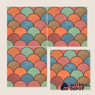 Moroccan Floor & Wall Tile TL 07323 Sunset Scales 1 ft x 1 ft Ceramic Matte Finish - 9 mm | Suitable For Kitchen, Bathroom, Dining Area | Please Expect a Slight Variation of Pattern