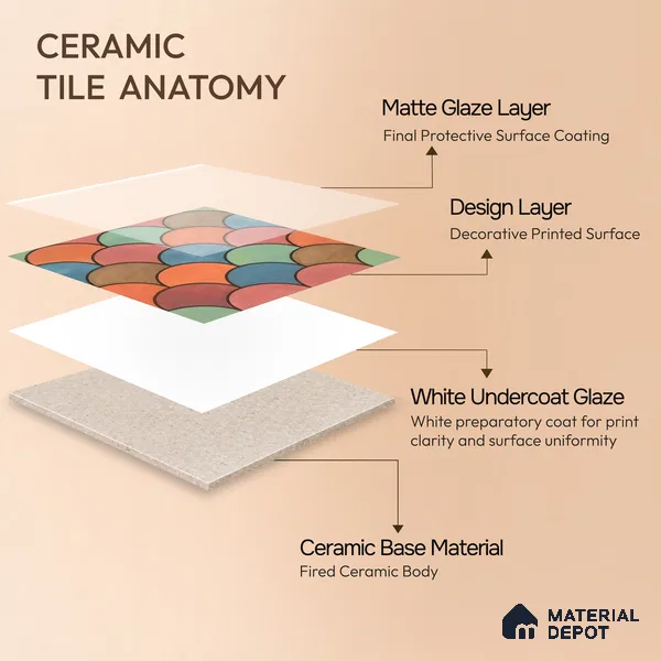 Moroccan Floor & Wall Tile TL 07323 Sunset Scales 1 ft x 1 ft Ceramic Matte Finish - 9 mm | Suitable For Kitchen, Bathroom, Dining Area | Please Expect a Slight Variation of Pattern