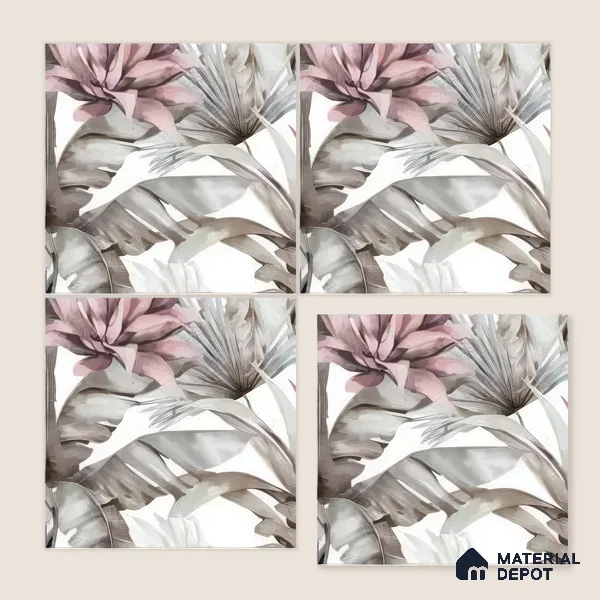 Moroccan Floor & Wall Tile TL 07324 Blush Breeze 1 ft x 1 ft Ceramic Matte Finish - 9 mm | Suitable For Kitchen, Bathroom, Dining Area | Please Expect a Slight Variation of Pattern