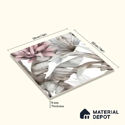 Moroccan Floor & Wall Tile TL 07324 Blush Breeze 1 ft x 1 ft Ceramic Matte Finish - 9 mm | Suitable For Kitchen, Bathroom, Dining Area | Please Expect a Slight Variation of Pattern