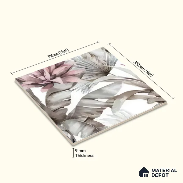 Moroccan Floor & Wall Tile TL 07324 Blush Breeze 1 ft x 1 ft Ceramic Matte Finish - 9 mm | Suitable For Kitchen, Bathroom, Dining Area | Please Expect a Slight Variation of Pattern