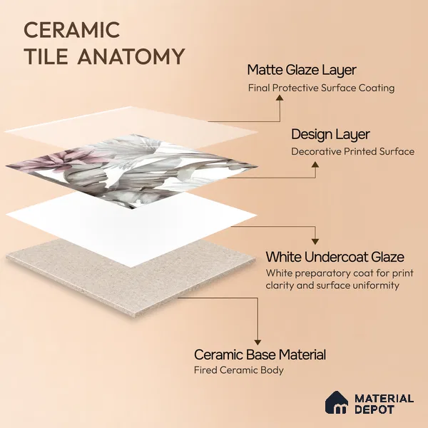 Moroccan Floor & Wall Tile TL 07324 Blush Breeze 1 ft x 1 ft Ceramic Matte Finish - 9 mm | Suitable For Kitchen, Bathroom, Dining Area | Please Expect a Slight Variation of Pattern