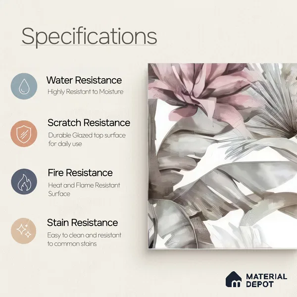 Moroccan Floor & Wall Tile TL 07324 Blush Breeze 1 ft x 1 ft Ceramic Matte Finish - 9 mm | Suitable For Kitchen, Bathroom, Dining Area | Please Expect a Slight Variation of Pattern