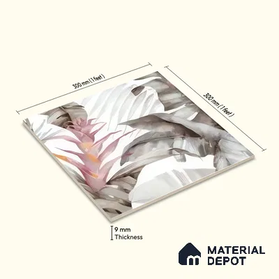 Moroccan Floor & Wall Tile TL 07324 B Muted Bloom 1 ft x 1 ft Ceramic Matte Finish - 9 mm | Suitable For Kitchen, Bathroom, Dining Area | Please Expect a Slight Variation of Pattern