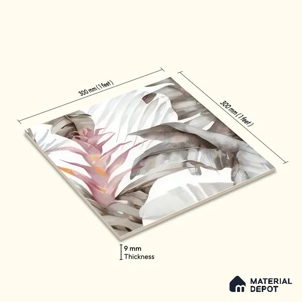 Moroccan Floor & Wall Tile TL 07324 B Muted Bloom 1 ft x 1 ft Ceramic Matte Finish - 9 mm | Suitable For Kitchen, Bathroom, Dining Area | Please Expect a Slight Variation of Pattern