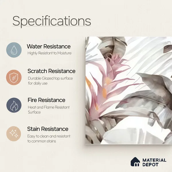 Moroccan Floor & Wall Tile TL 07324 B Muted Bloom 1 ft x 1 ft Ceramic Matte Finish - 9 mm | Suitable For Kitchen, Bathroom, Dining Area | Please Expect a Slight Variation of Pattern