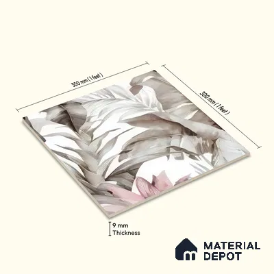 Moroccan Floor & Wall Tile TL 07324 C Petal Whisper 1 ft x 1 ft Ceramic Matte Finish - 9 mm | Suitable For Kitchen, Bathroom, Dining Area | Please Expect a Slight Variation of Pattern