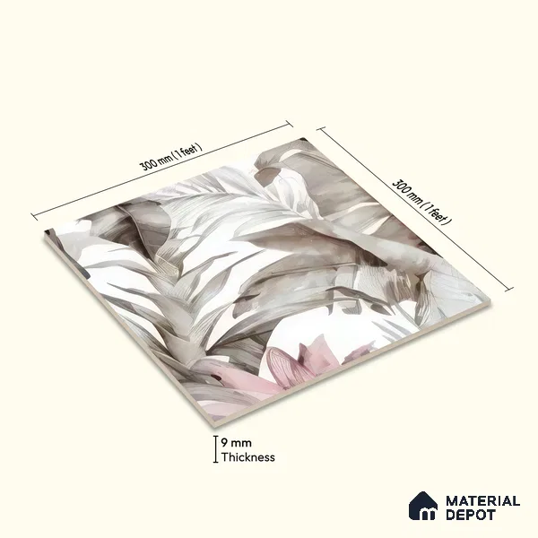 Moroccan Floor & Wall Tile TL 07324 C Petal Whisper 1 ft x 1 ft Ceramic Matte Finish - 9 mm | Suitable For Kitchen, Bathroom, Dining Area | Please Expect a Slight Variation of Pattern