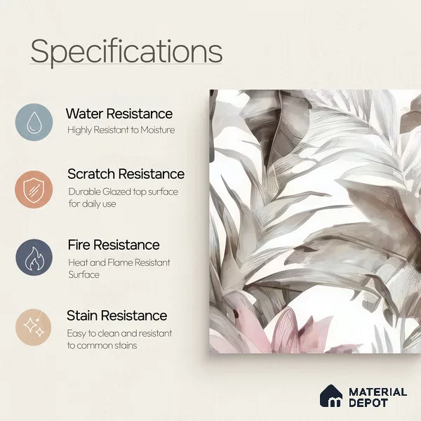 Moroccan Floor & Wall Tile TL 07324 C Petal Whisper 1 ft x 1 ft Ceramic Matte Finish - 9 mm | Suitable For Kitchen, Bathroom, Dining Area | Please Expect a Slight Variation of Pattern