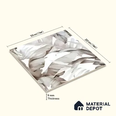 Moroccan Floor & Wall Tile TL 07324 D Ash Flora 1 ft x 1 ft Ceramic Matte Finish - 9 mm | Suitable For Kitchen, Bathroom, Dining Area | Please Expect a Slight Variation of Pattern